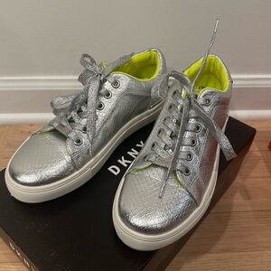 DKNY Metallic Silver Sneakers